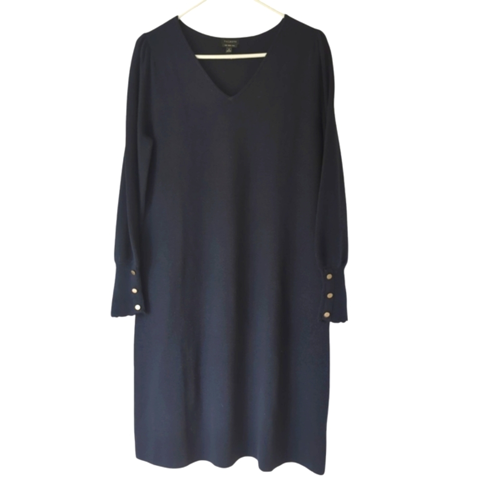 NWOT Talbots Soft Merino Wool V-Neck Knit Sweater Dress MEDIUM Blue - Picture 5 of 13